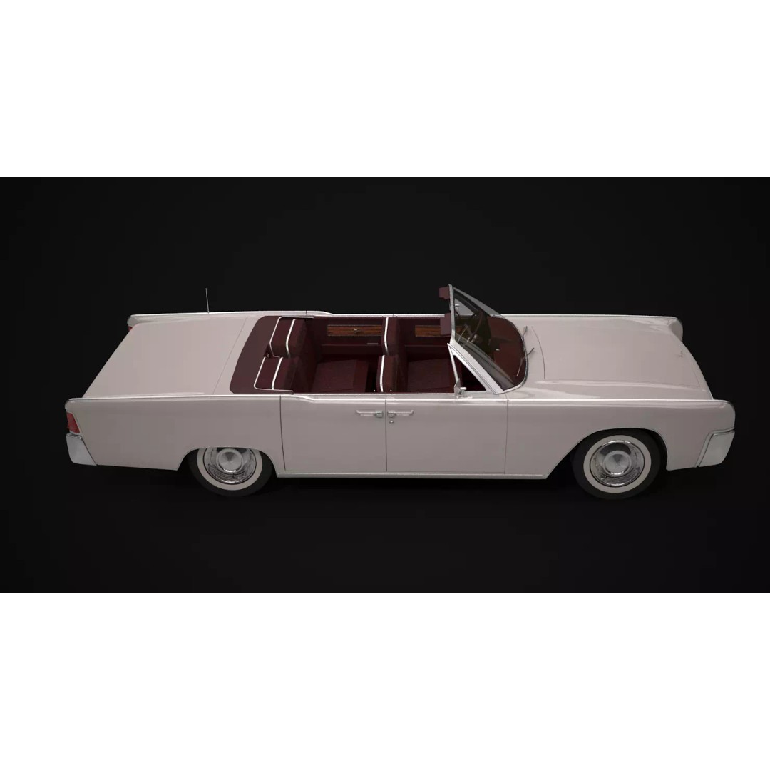 1962 Lincoln Continental Convertible 3D Model – High Poly Luxury Car, FBX - View 6