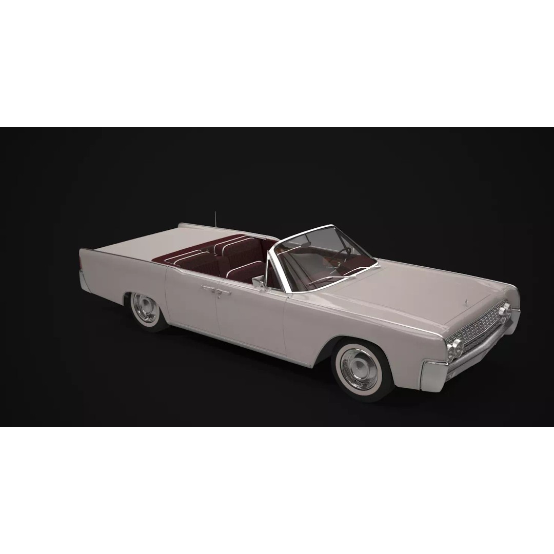 1962 Lincoln Continental Convertible 3D Model – High Poly Luxury Car, FBX - View 7