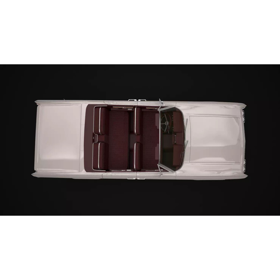 1962 Lincoln Continental Convertible 3D Model – High Poly Luxury Car, FBX - View 8