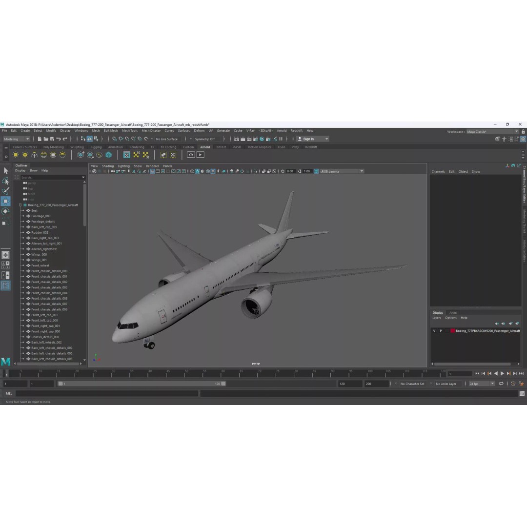 Boeing 777-200 3D Model – High Poly Aircraft, FBX, PBR Textures