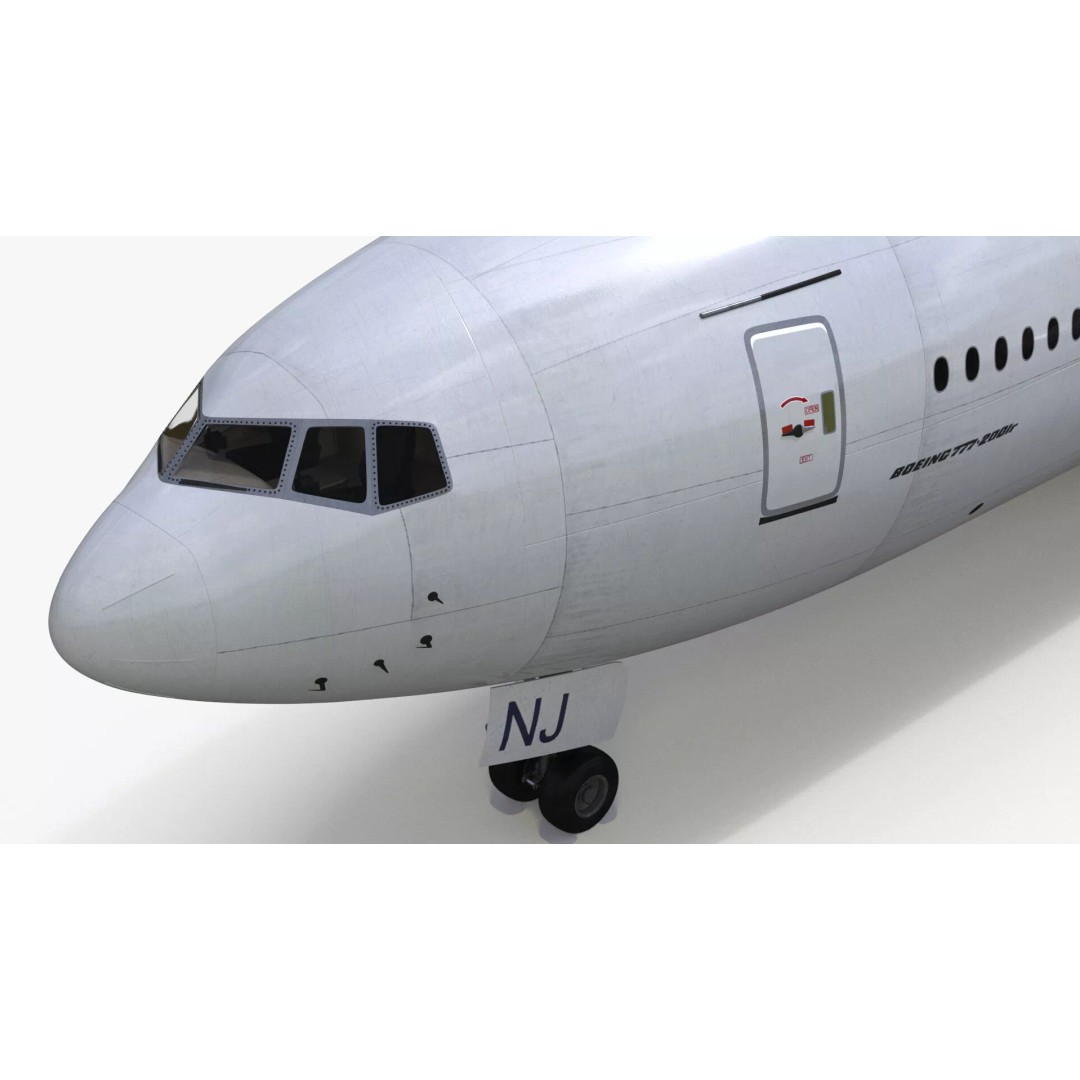 Boeing 777-200 3D Model – High Poly Aircraft, FBX, PBR Textures - View 13