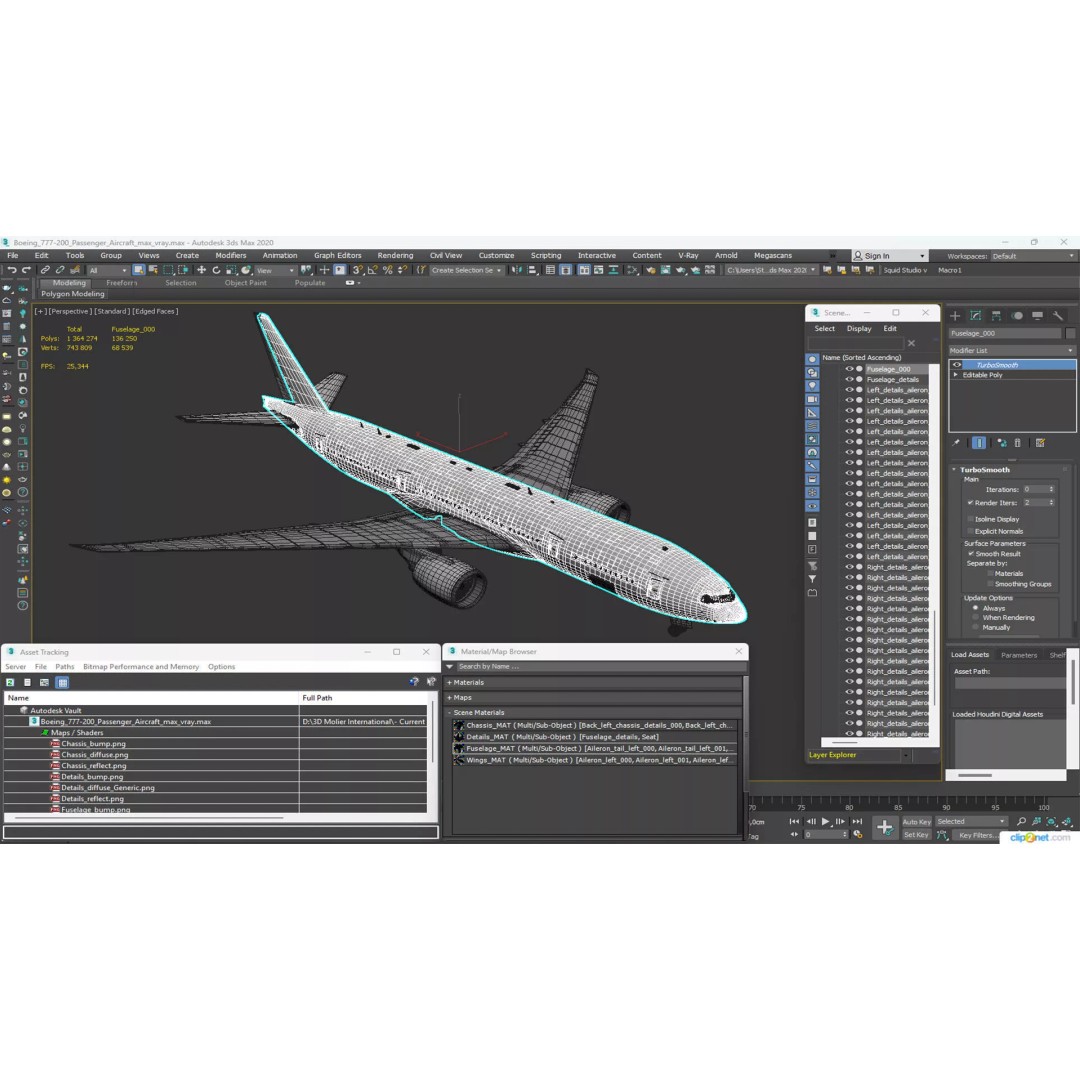 Boeing 777-200 3D Model – High Poly Aircraft, FBX, PBR Textures - View 27