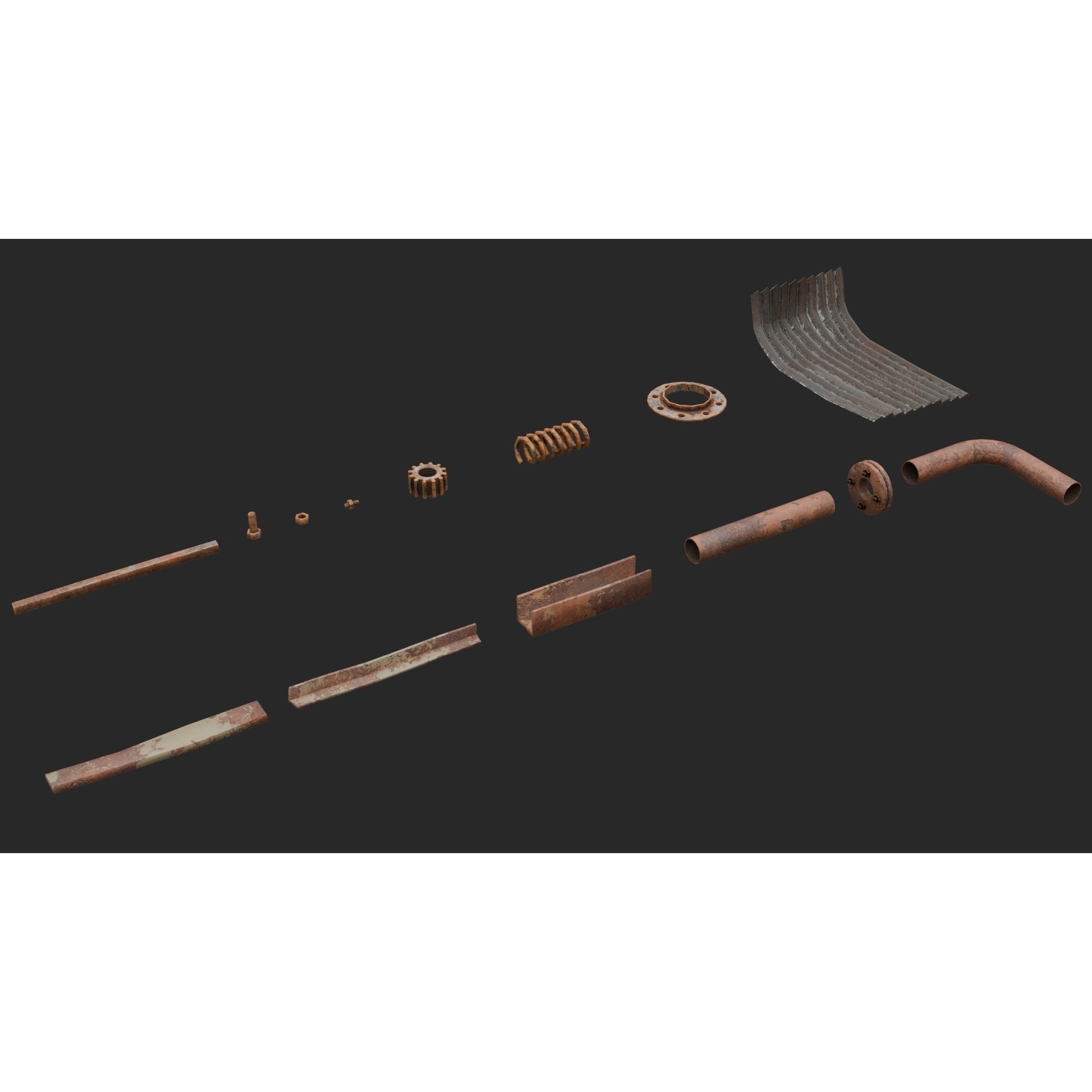 Rusty Scrap Props - Low-Poly Game-Ready 3D Model - View 11
