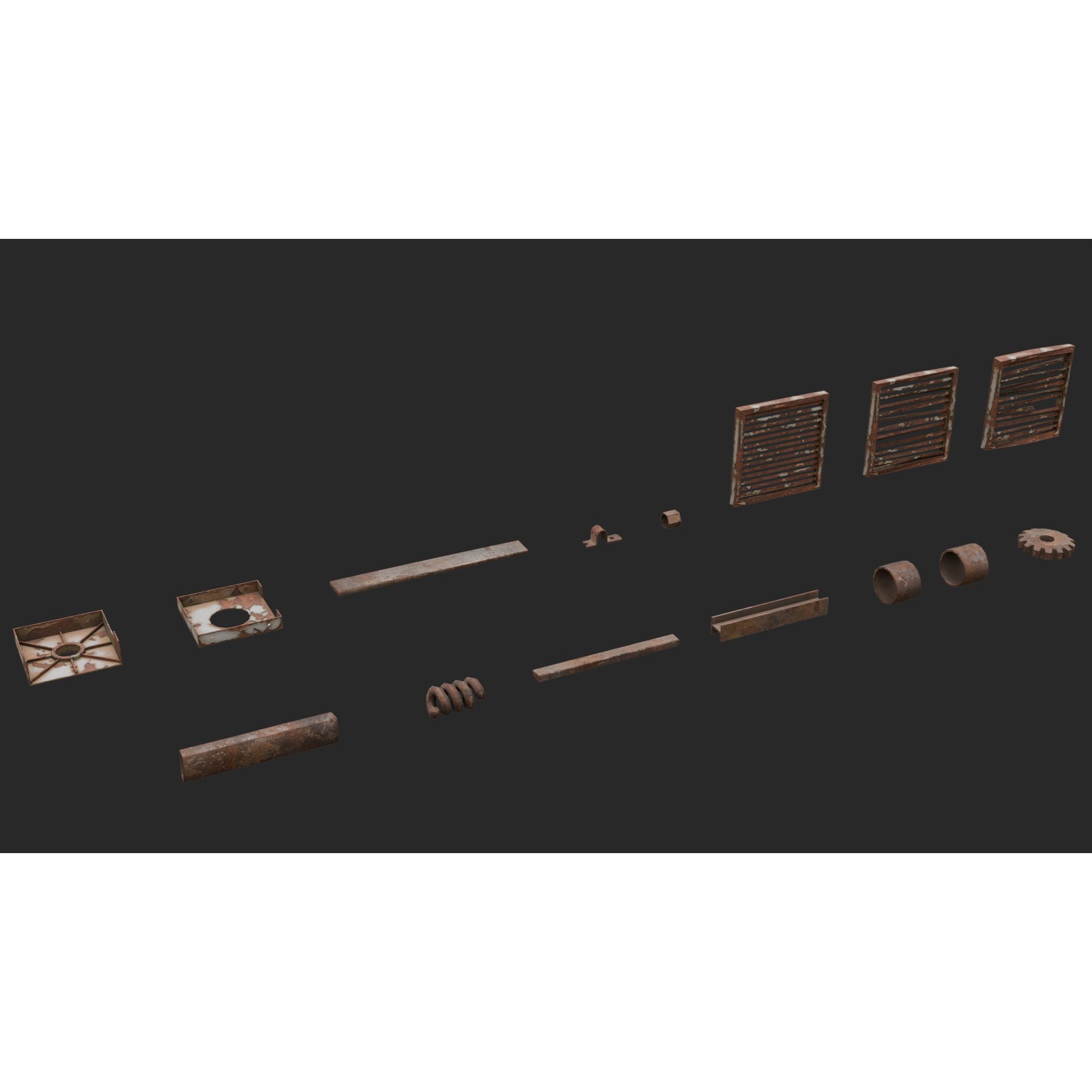 Rusty Scrap Props - Low-Poly Game-Ready 3D Model - View 12