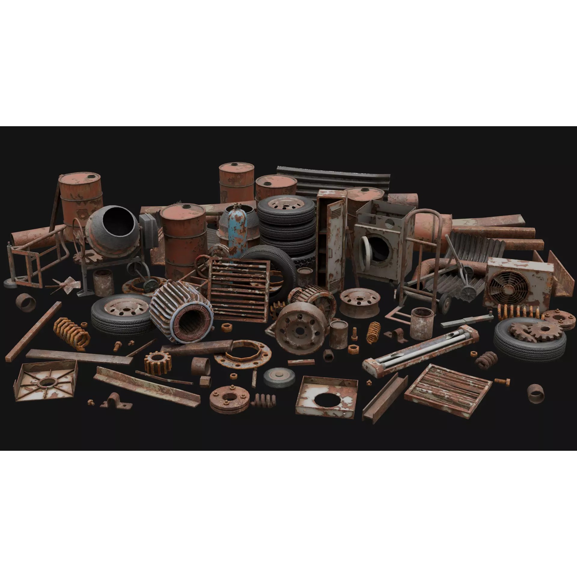 Rusty Scrap Props - Low-Poly Game-Ready 3D Model - View 2