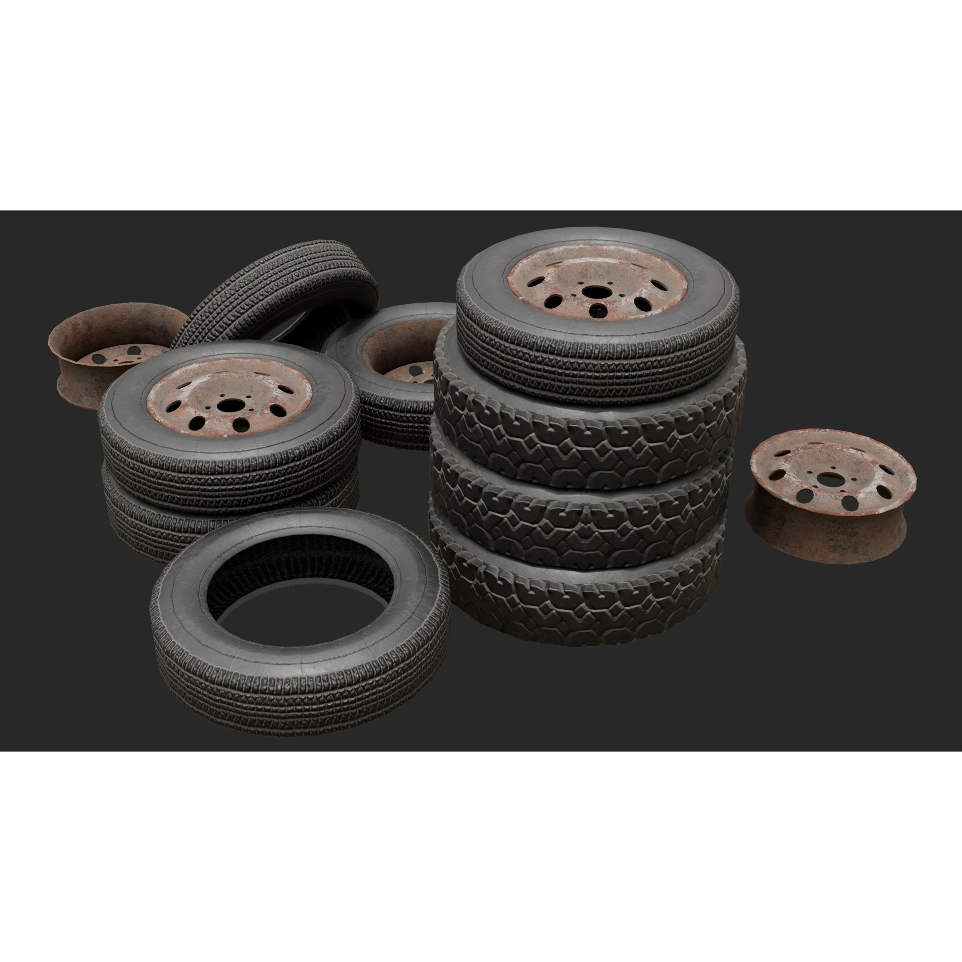 Rusty Scrap Props - Low-Poly Game-Ready 3D Model - View 3