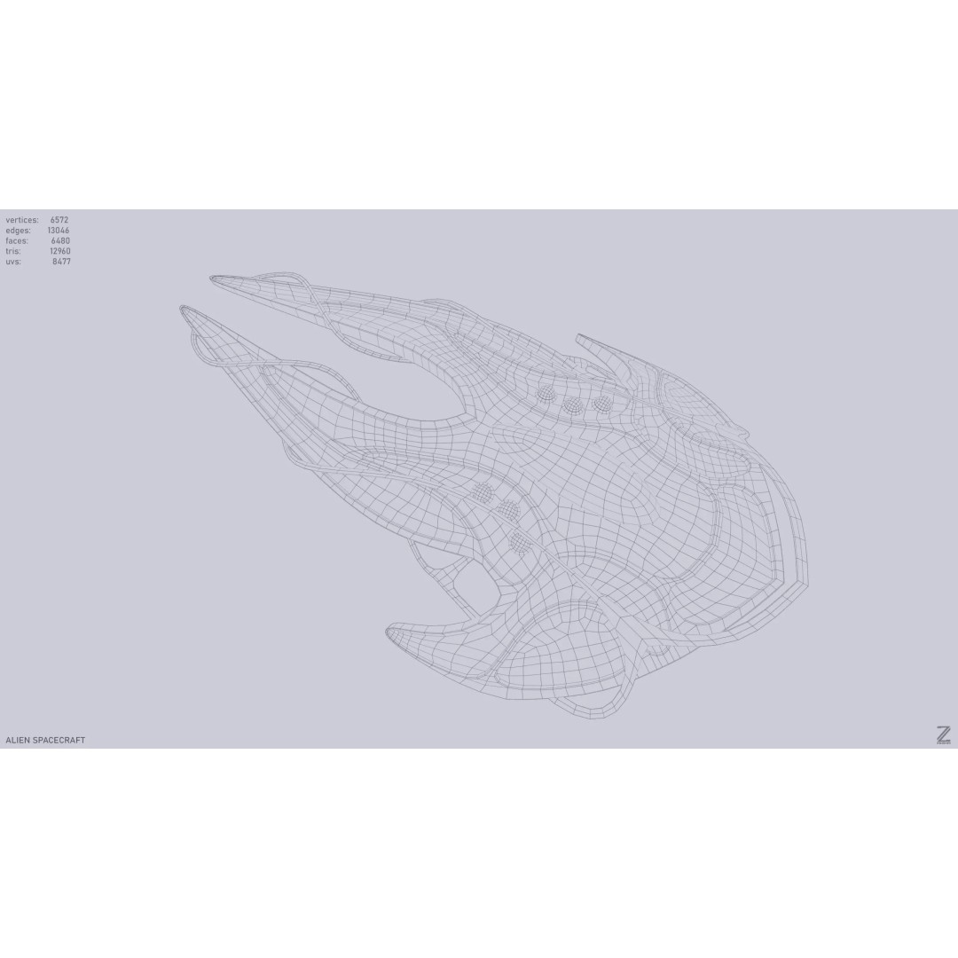 Alien Spacecraft 3D Model – Low Poly Sci-Fi Vehicle, FBX & OBJ - View 11