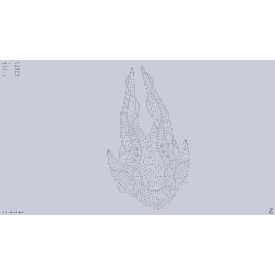 Alien Spacecraft 3D Model – Low Poly Sci-Fi Vehicle, FBX & OBJ - View 12