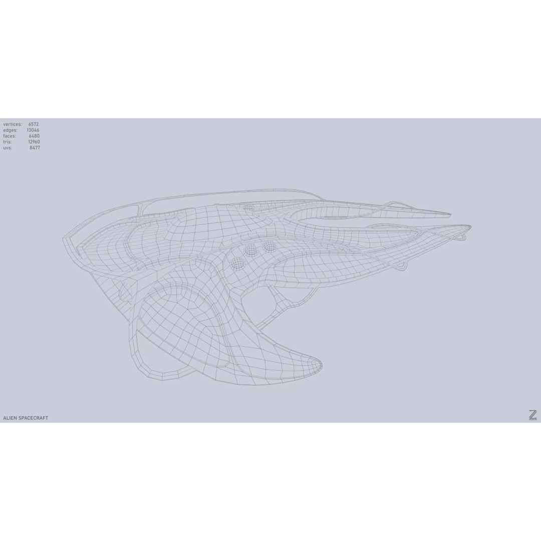 Alien Spacecraft 3D Model – Low Poly Sci-Fi Vehicle, FBX & OBJ - View 13