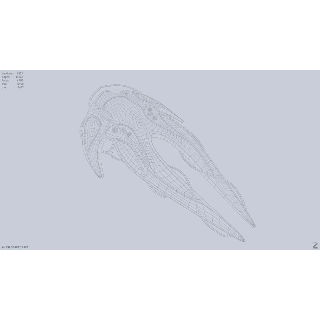 Alien Spacecraft 3D Model – Low Poly Sci-Fi Vehicle, FBX & OBJ - View 14