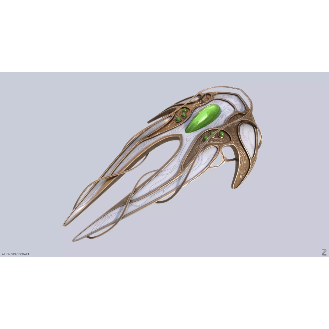 Alien Spacecraft 3D Model – Low Poly Sci-Fi Vehicle, FBX & OBJ - View 2