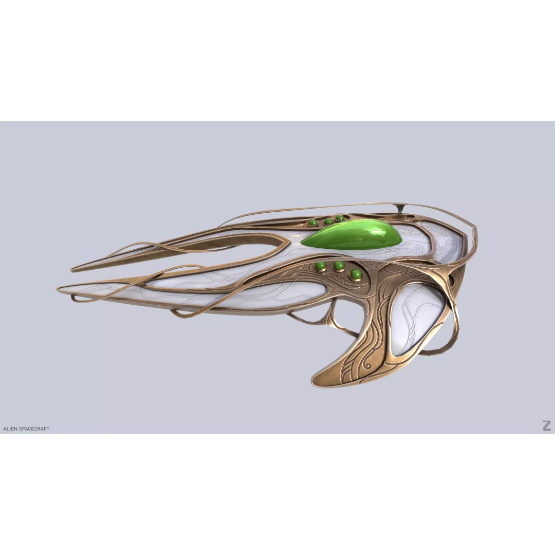 Alien Spacecraft 3D Model – Low Poly Sci-Fi Vehicle, FBX & OBJ - View 3