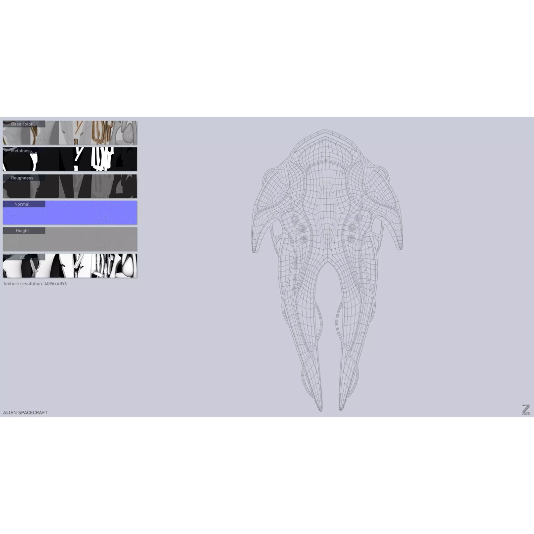 Alien Spacecraft 3D Model – Low Poly Sci-Fi Vehicle, FBX & OBJ - View 4