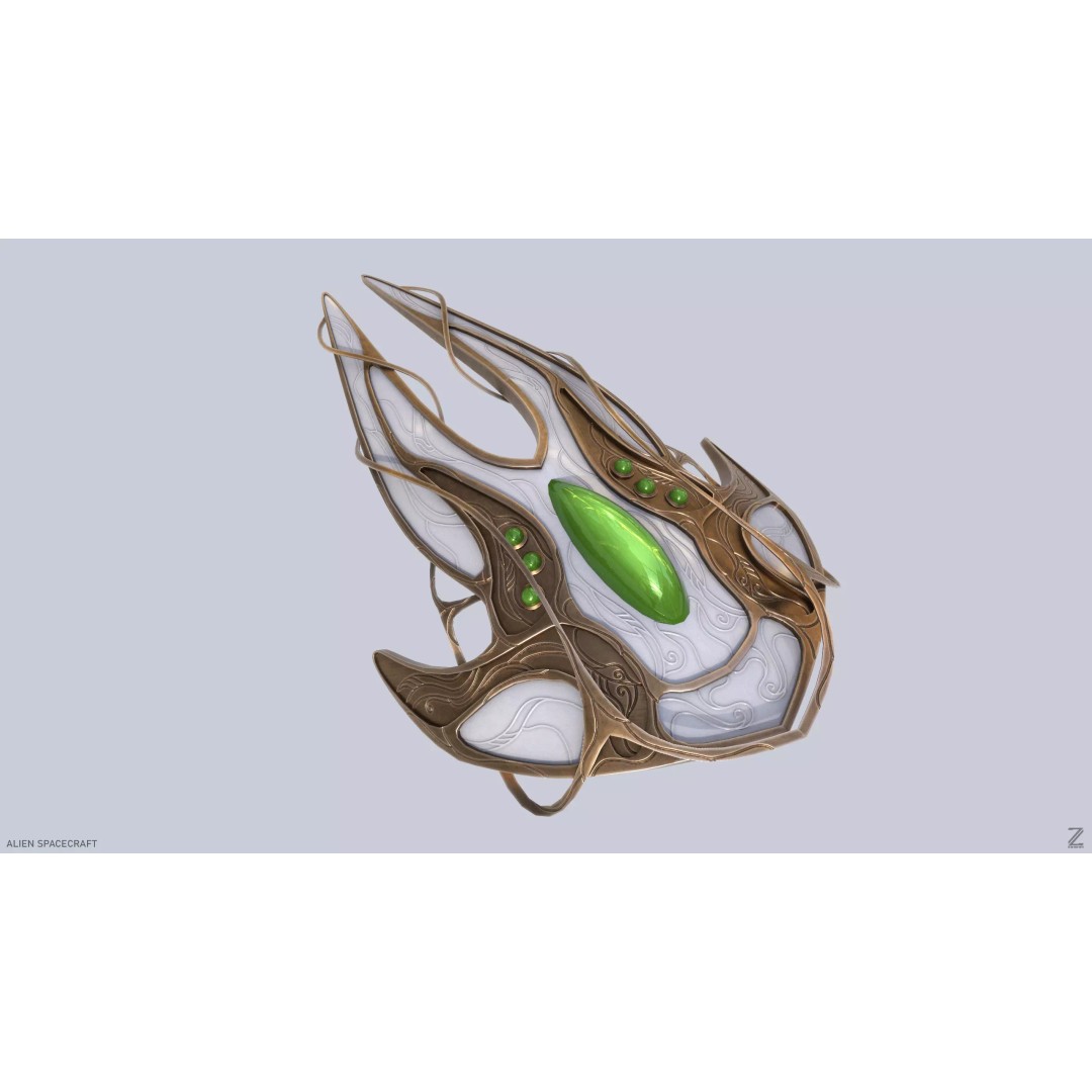 Alien Spacecraft 3D Model – Low Poly Sci-Fi Vehicle, FBX & OBJ - View 5