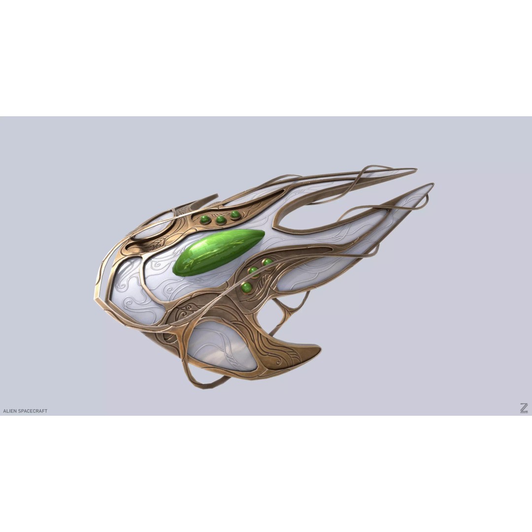 Alien Spacecraft 3D Model – Low Poly Sci-Fi Vehicle, FBX & OBJ - View 7