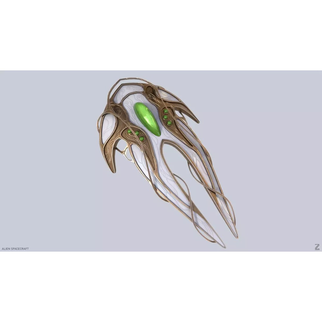Alien Spacecraft 3D Model – Low Poly Sci-Fi Vehicle, FBX & OBJ - View 8