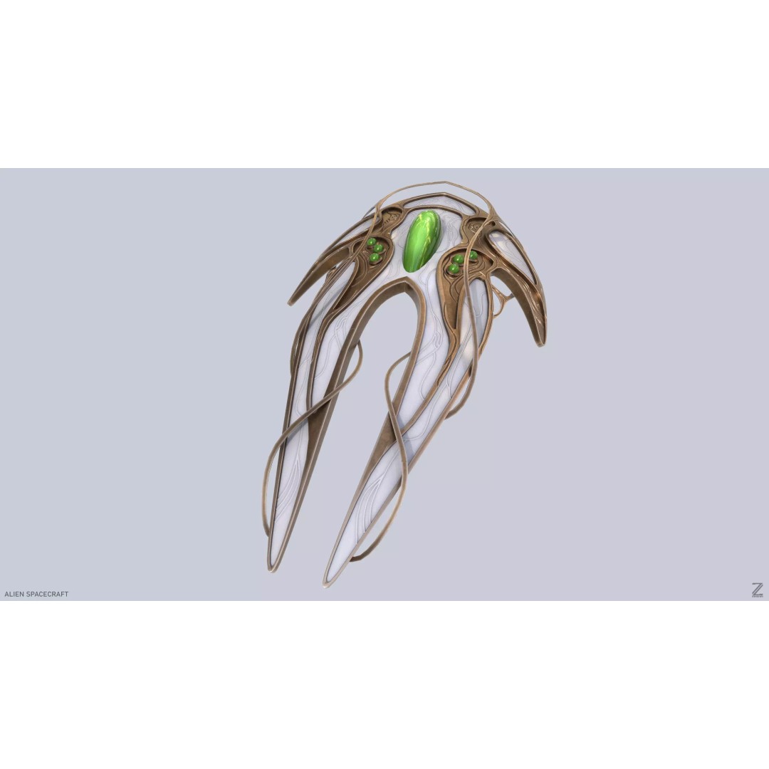 Alien Spacecraft 3D Model – Low Poly Sci-Fi Vehicle, FBX & OBJ - View 9