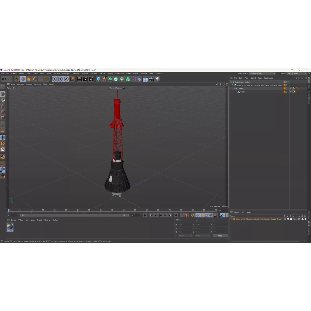 Atlas LV-3B Mercury Capsule 3D Model – Detailed PBR Spacecraft Asset