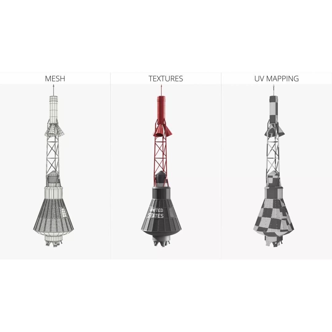 Atlas LV-3B Mercury Capsule 3D Model – Detailed PBR Spacecraft Asset - View 9