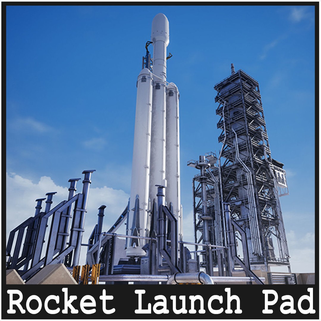 Rocket Launch Pad 3D Model – Low Poly Modular Environment, PBR - View 4