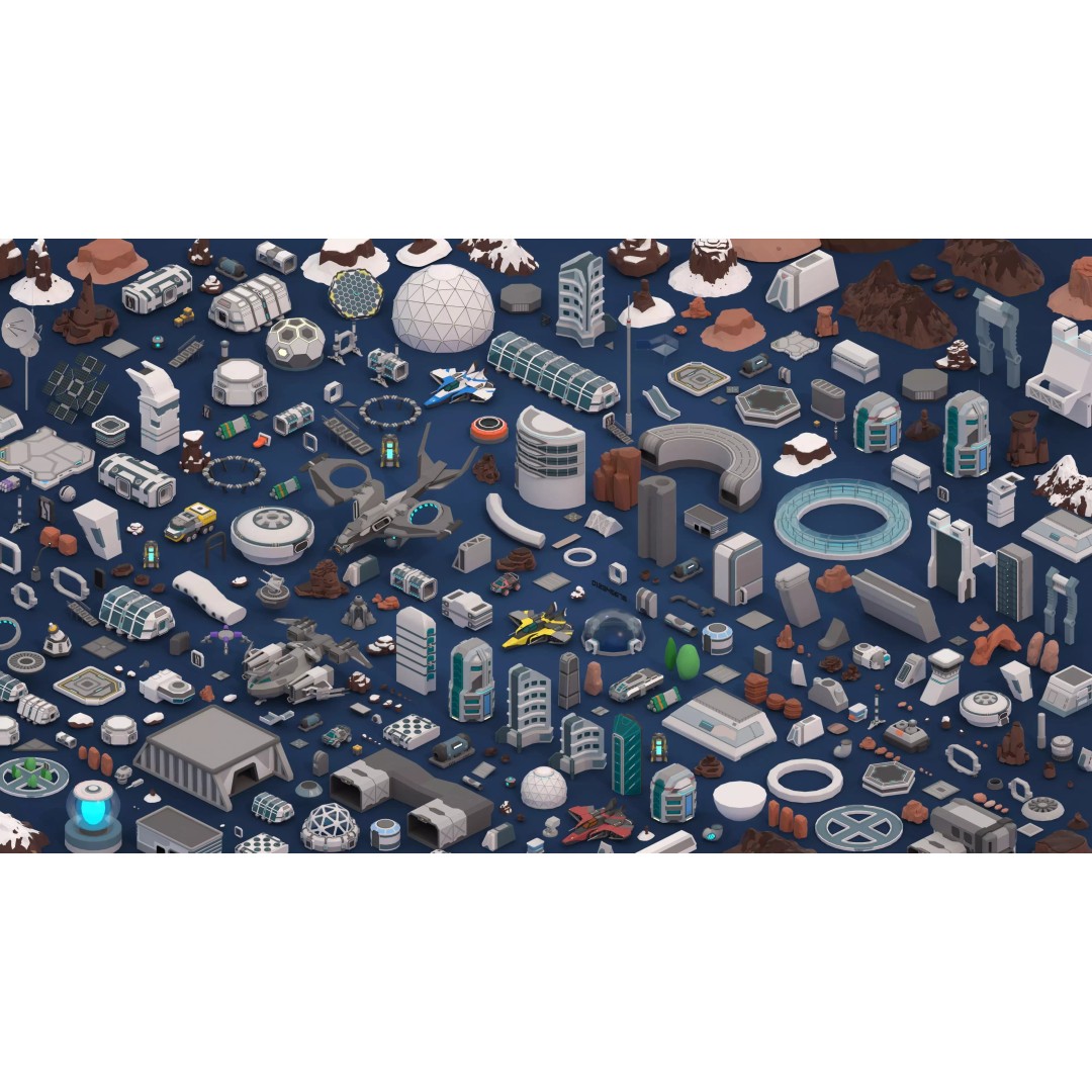 Mars Colony 3D Model – Low Poly Sci-Fi Asset Pack, Game Ready - View 4