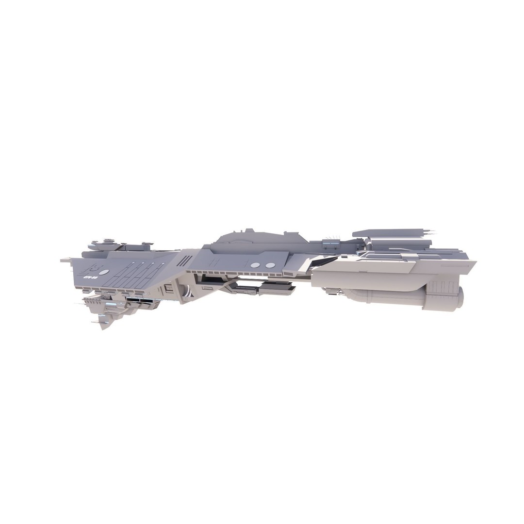 Spaceship 3D Model – Futuristic Spacecraft, Rigged, FBX, OBJ - View 12