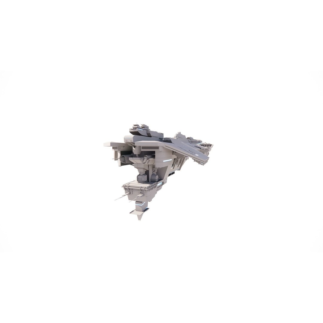 Spaceship 3D Model – Futuristic Spacecraft, Rigged, FBX, OBJ - View 13