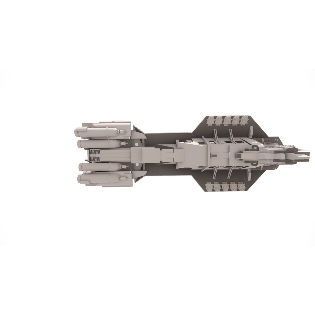 Spaceship 3D Model – Futuristic Spacecraft, Rigged, FBX, OBJ - View 14