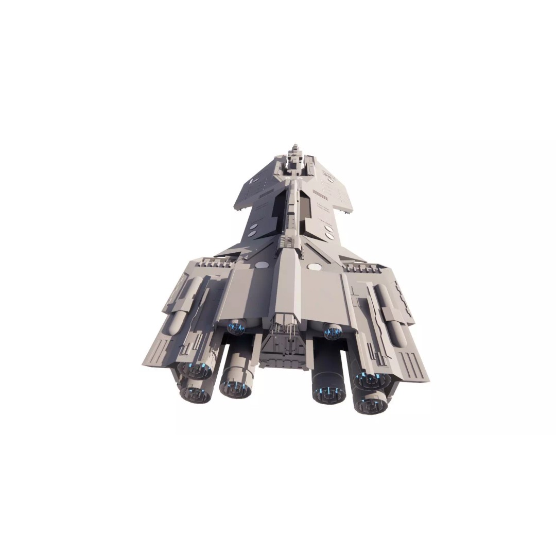 Spaceship 3D Model – Futuristic Spacecraft, Rigged, FBX, OBJ - View 2