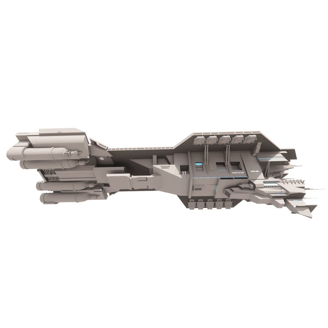 Spaceship 3D Model – Futuristic Spacecraft, Rigged, FBX, OBJ - View 3