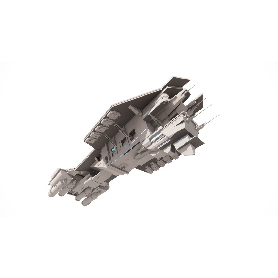 Spaceship 3D Model – Futuristic Spacecraft, Rigged, FBX, OBJ - View 4