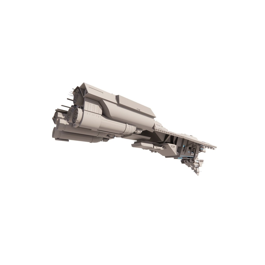 Spaceship 3D Model – Futuristic Spacecraft, Rigged, FBX, OBJ - View 5