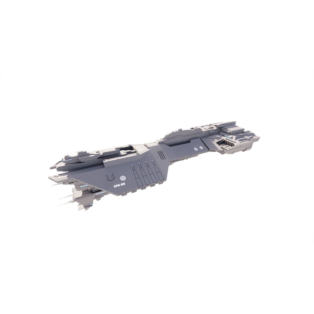 Spaceship 3D Model – Futuristic Spacecraft, Rigged, FBX, OBJ - View 7