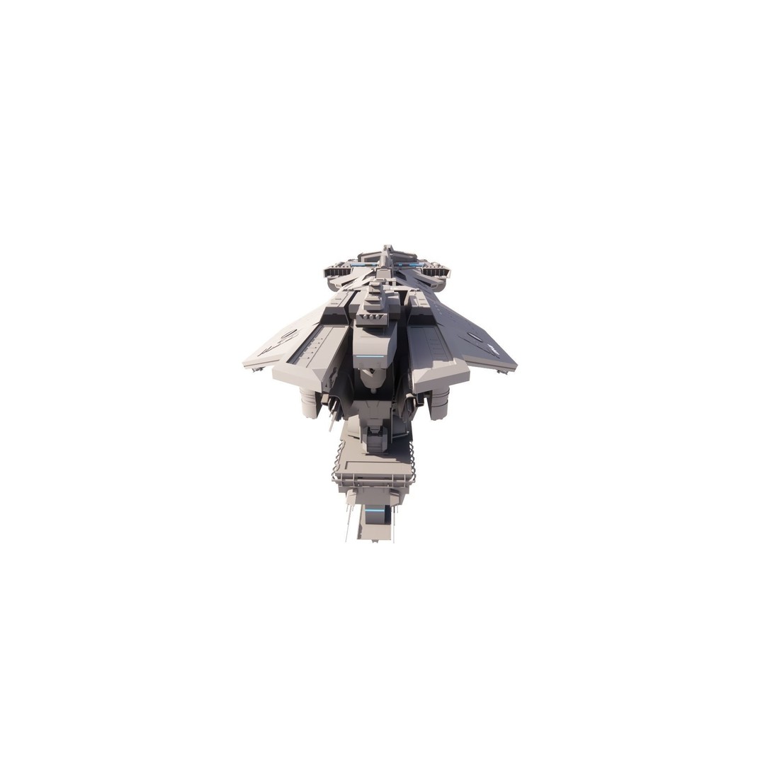 Spaceship 3D Model – Futuristic Spacecraft, Rigged, FBX, OBJ - View 9