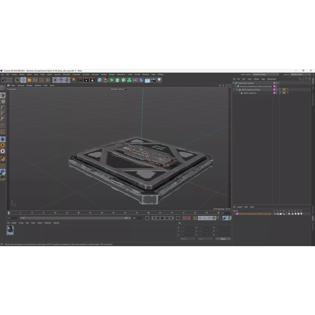 Airlock Compartment Hatch D-84 3D Model – Sci-Fi Industrial Design, FBX