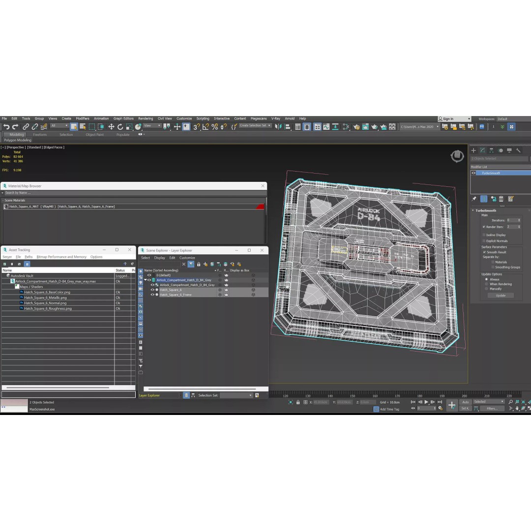 Airlock Compartment Hatch D-84 3D Model – Sci-Fi Industrial Design, FBX - View 12