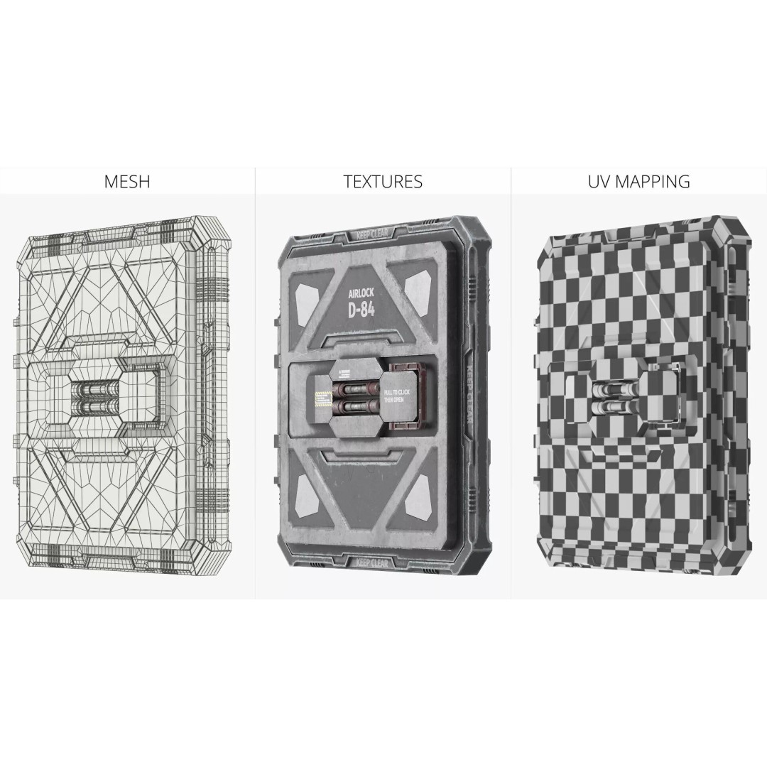 Airlock Compartment Hatch D-84 3D Model – Sci-Fi Industrial Design, FBX - View 6
