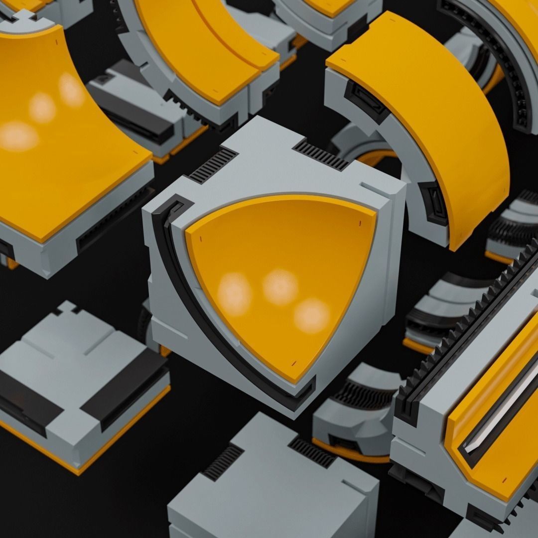 Sci-Fi Blocks 3D Model – Detailed Kit-Bash Set, FBX, Game Ready - View 22