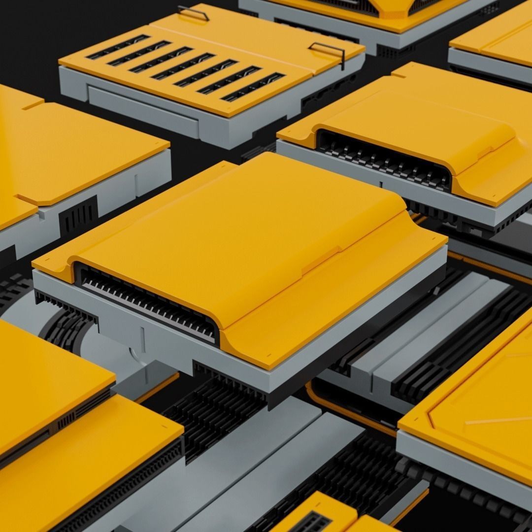 Sci-Fi Blocks 3D Model – Detailed Kit-Bash Set, FBX, Game Ready - View 27