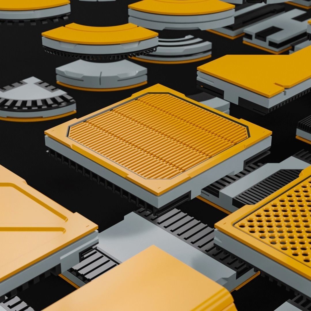 Sci-Fi Blocks 3D Model – Detailed Kit-Bash Set, FBX, Game Ready - View 28