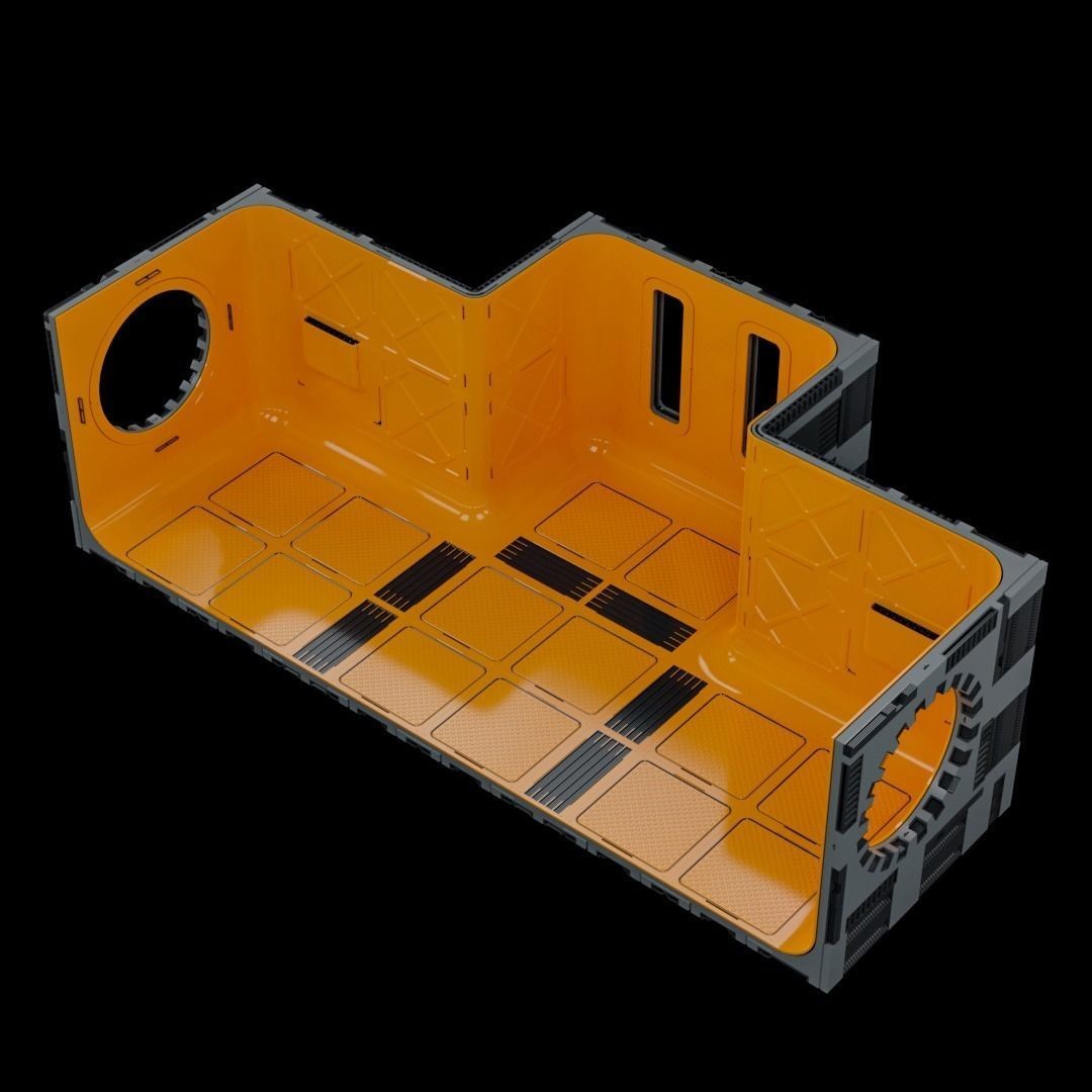 Sci-Fi Blocks 3D Model – Detailed Kit-Bash Set, FBX, Game Ready - View 3