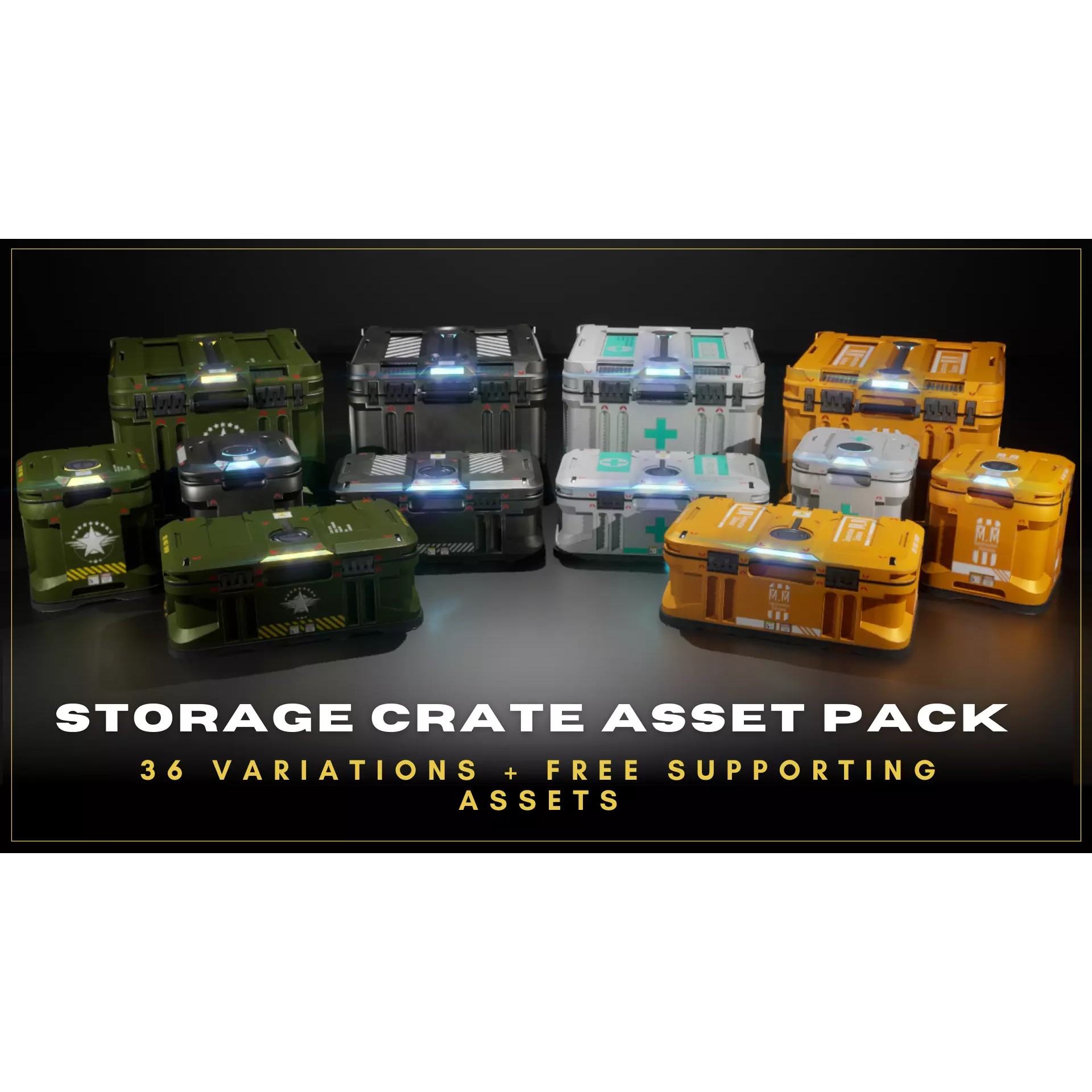 Storage Crate Asset Pack - Low-Poly Game-Ready 3D Model - View 2