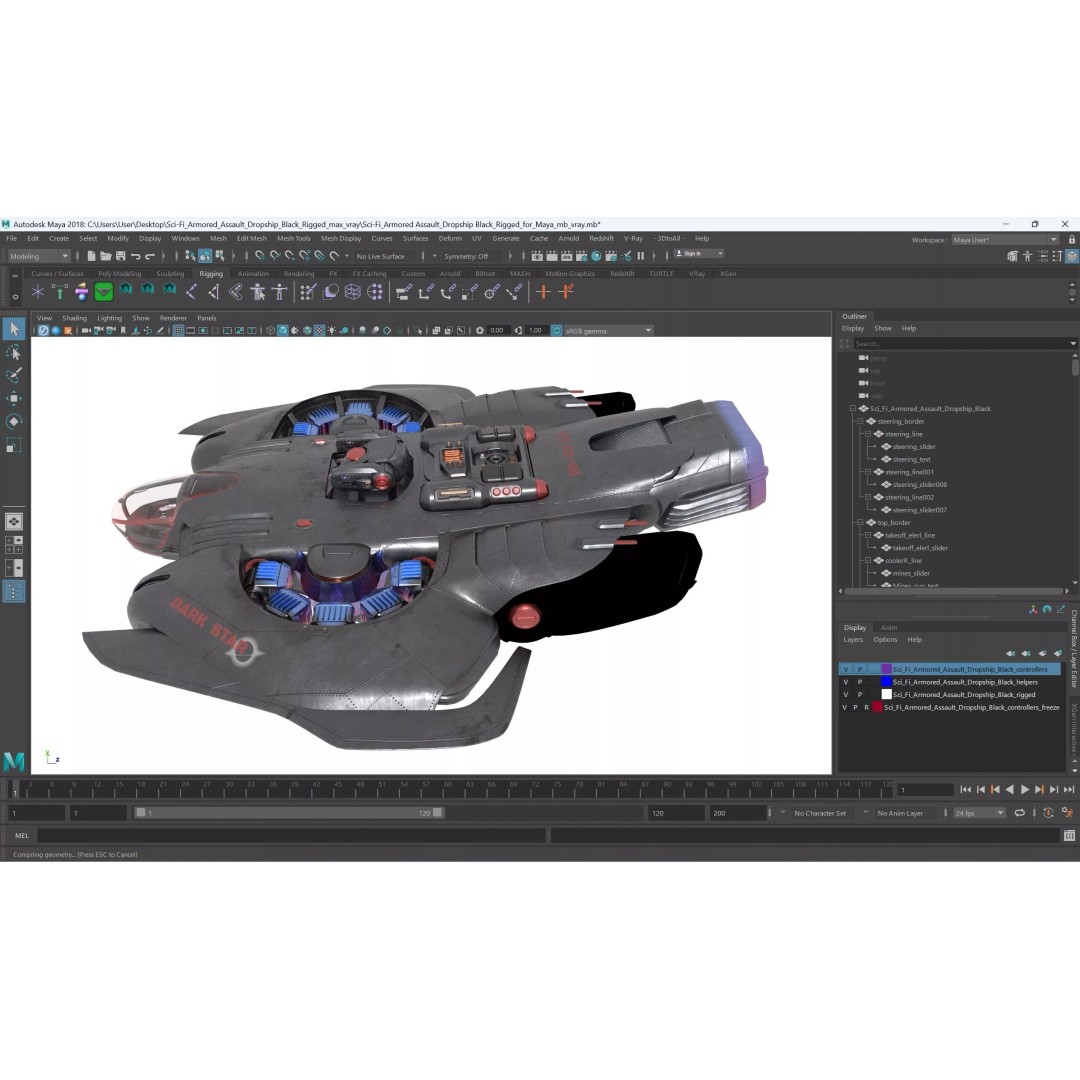 Sci-Fi Armored Assault Dropship 3D Model – Rigged Futuristic Transport for Maya - View 14