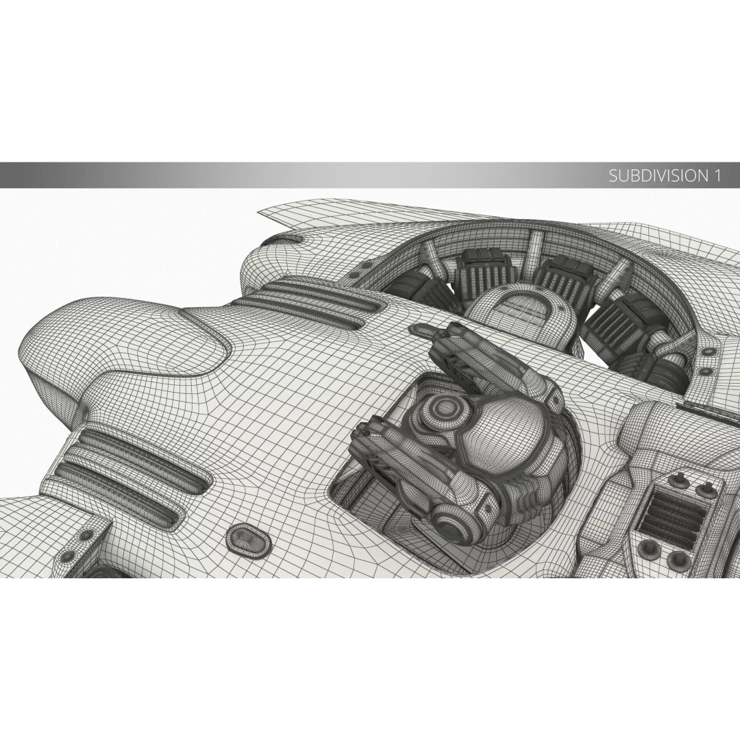 Sci-Fi Armored Assault Dropship 3D Model – Rigged Futuristic Transport for Maya - View 9