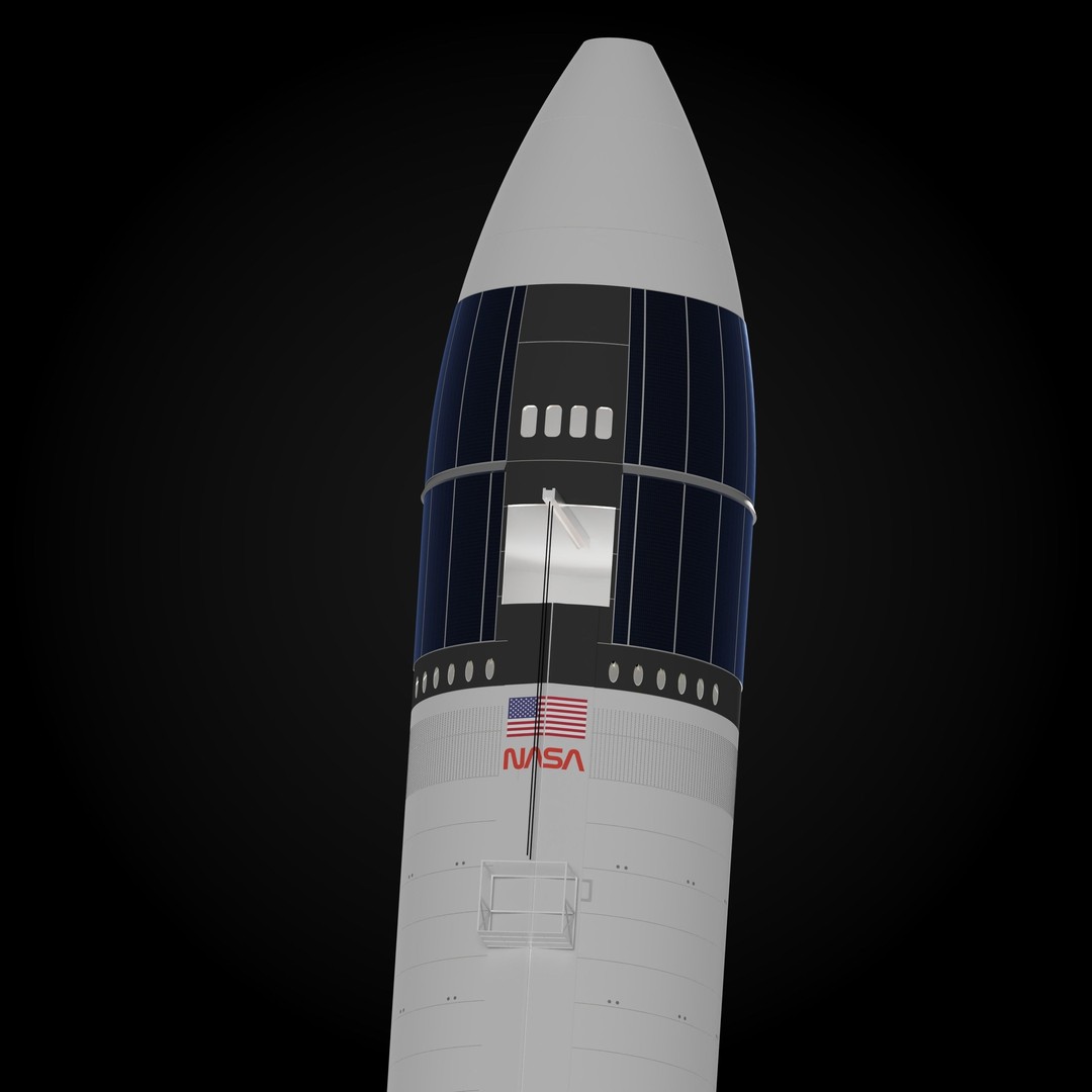 SpaceX Lunar Starship 3D Model – NASA Artemis Spacecraft, Blender - View 3