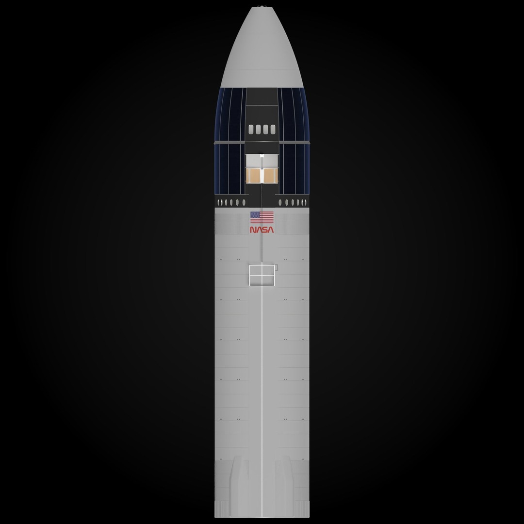 SpaceX Lunar Starship 3D Model – NASA Artemis Spacecraft, Blender - View 4