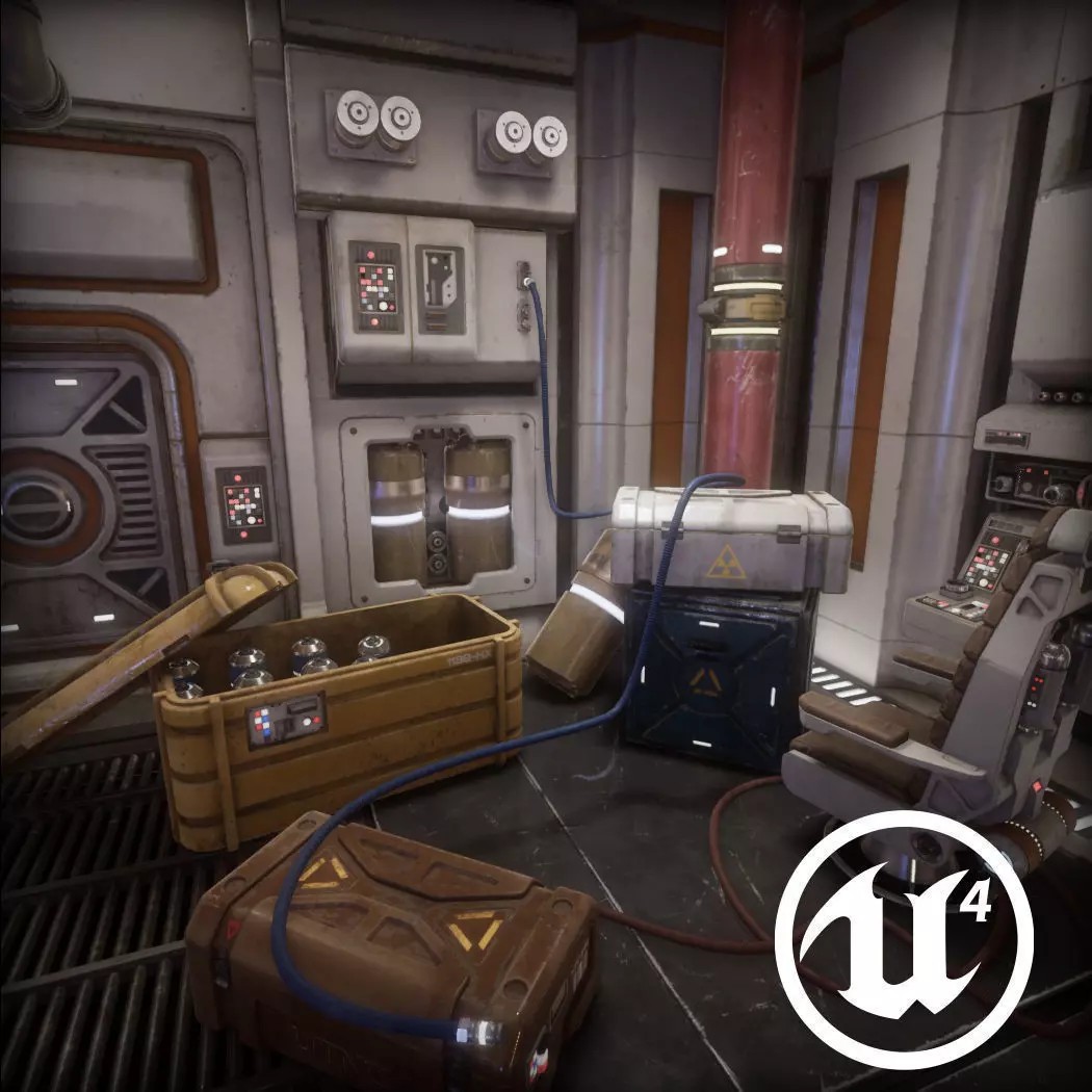 Sci-Fi Interior Prop Pack 1 3D Model – Low Poly Game Asset, FBX - View 2