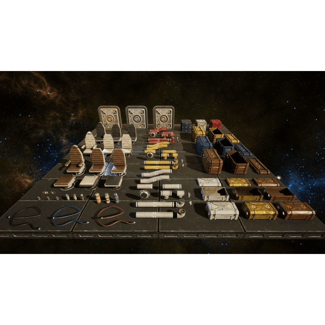 Sci-Fi Interior Prop Pack 1 3D Model – Low Poly Game Asset, FBX - View 3