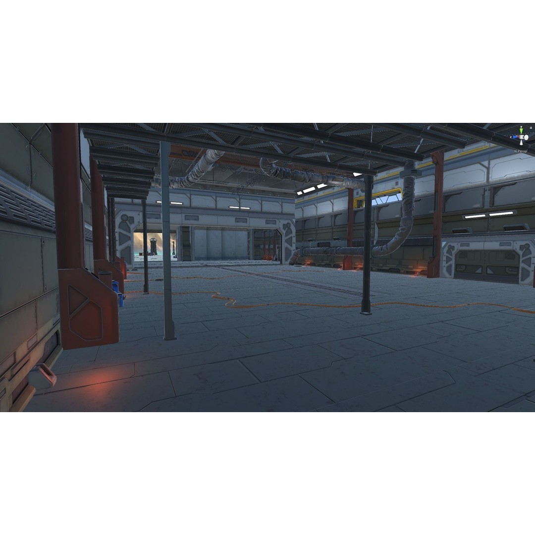 Modular Sci-Fi Hangars 3D Model – Low Poly Game Asset, FBX, PBR