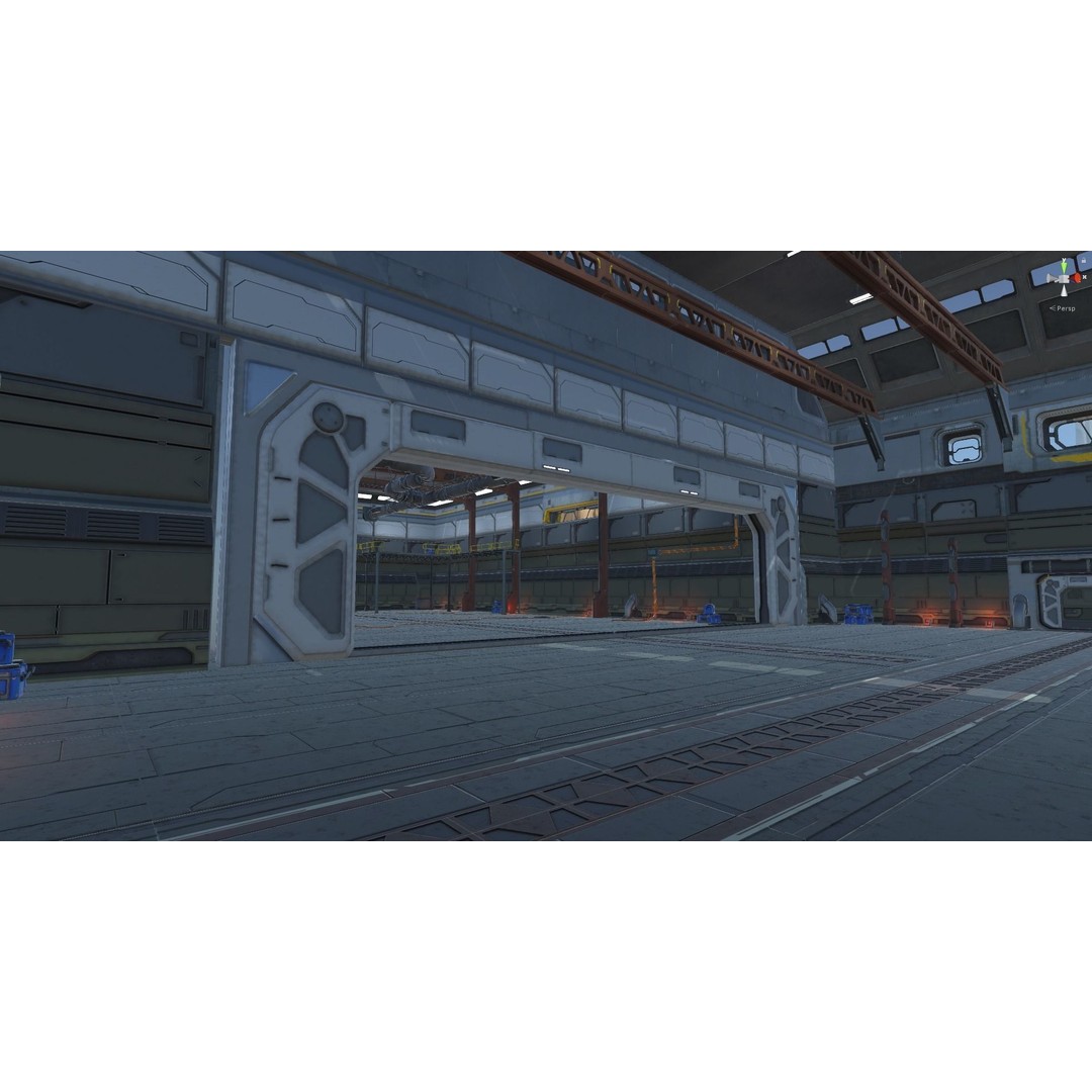 Modular Sci-Fi Hangars 3D Model – Low Poly Game Asset, FBX, PBR - View 109